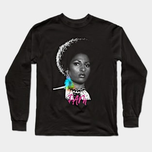 Say Hello Pam Grier Pop Art Long Sleeve T-Shirt